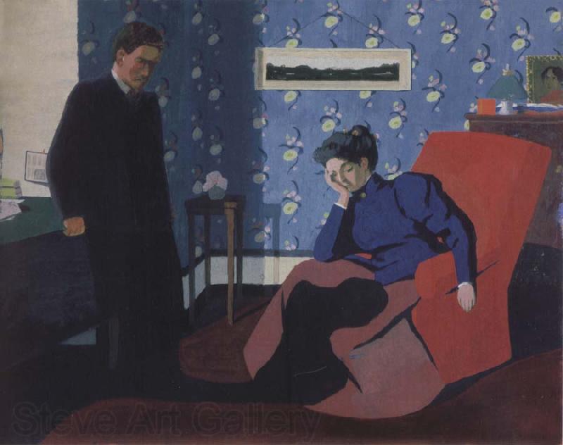 Felix Vallotton Interior with red armchair and figure Spain oil painting art